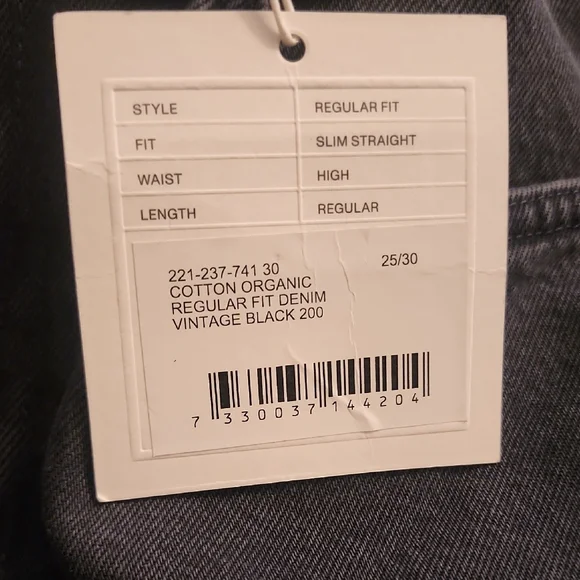 TOTEME Regular Fit Denim Vintage Black Jeans Size 25×30